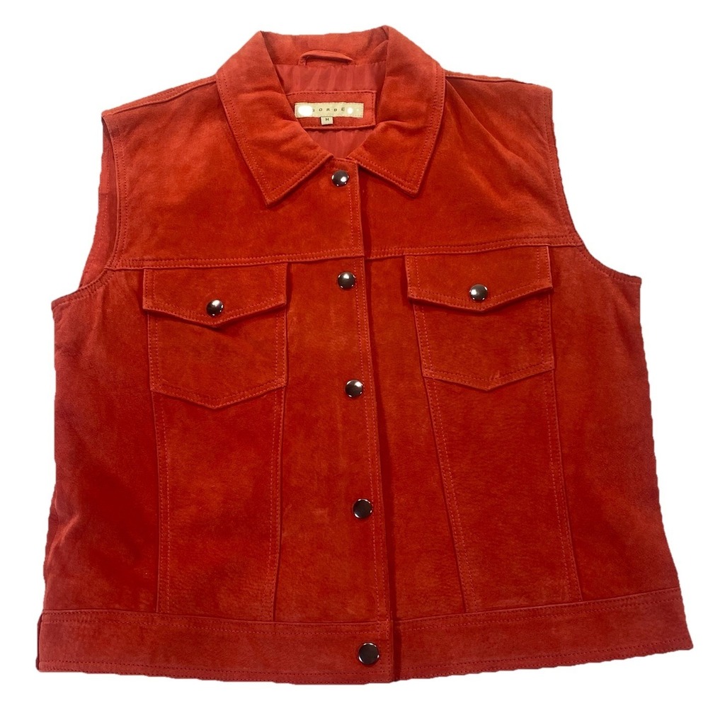Sorbe Women's‎ M Suede Melon Coral Vest Snaps Moto Indie